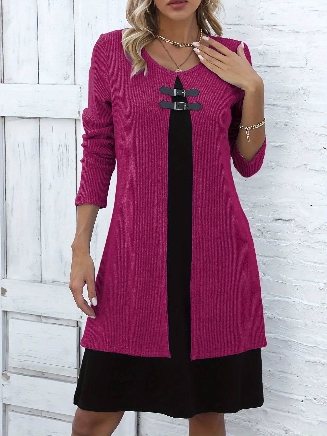 Selvira - Elegant Two-Part Long Sleeve Dress