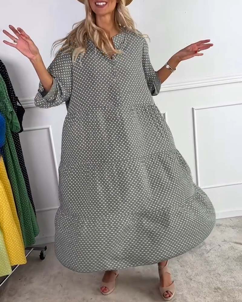 Miralyn - Dress with mid-length sleeves and polka dots