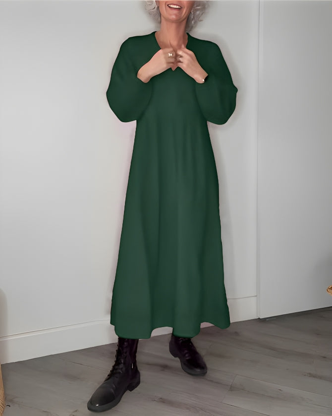Amanda - Long-Sleeve V-Neck Dress – Elegant & Flattering