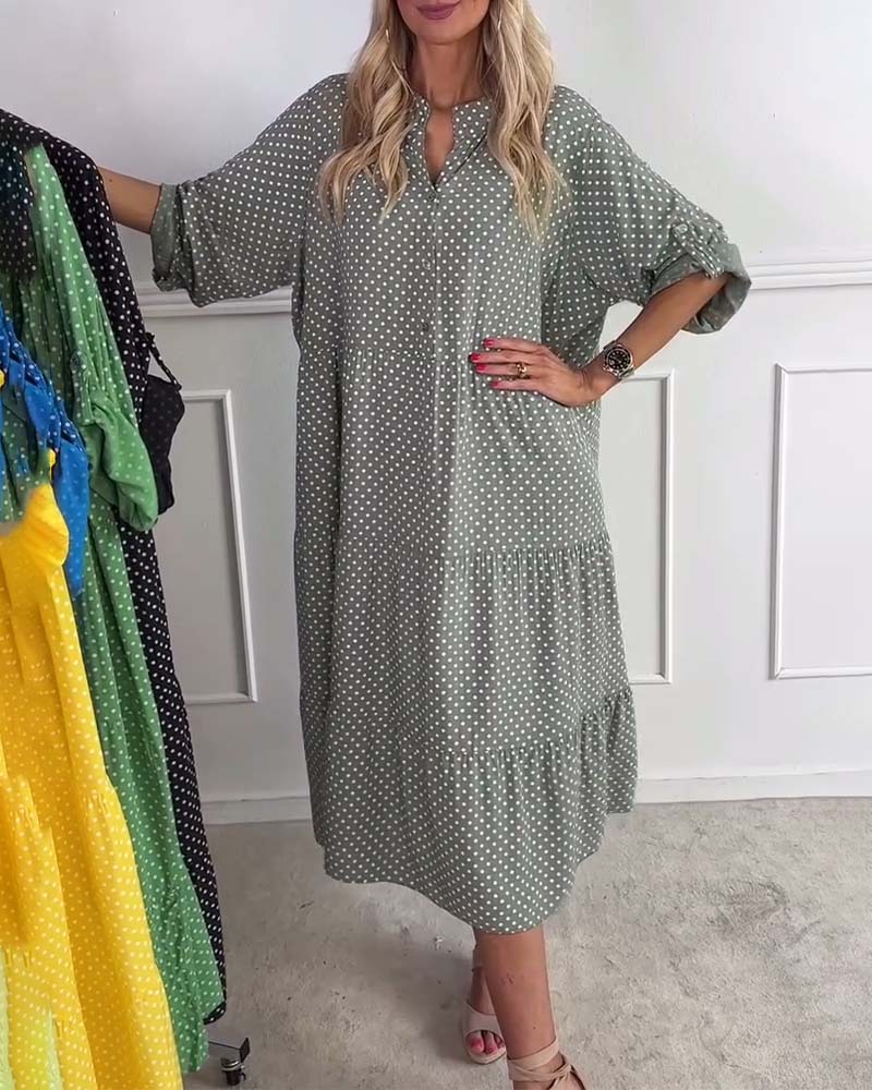 Miralyn - Dress with mid-length sleeves and polka dots