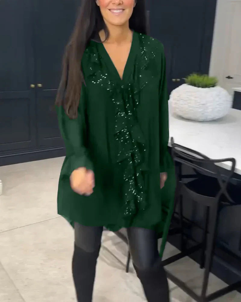 Tharalyn - Elegant Blouse with Fluid Ruffles