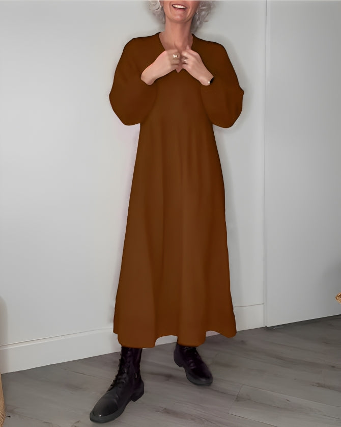 Amanda - Long-Sleeve V-Neck Dress – Elegant & Flattering