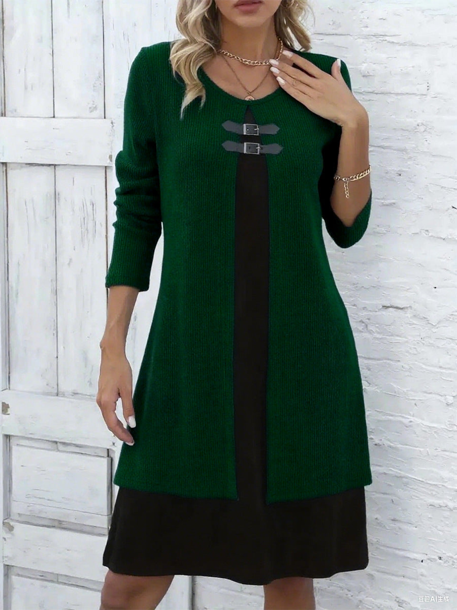 Selvira - Elegant Two-Part Long Sleeve Dress