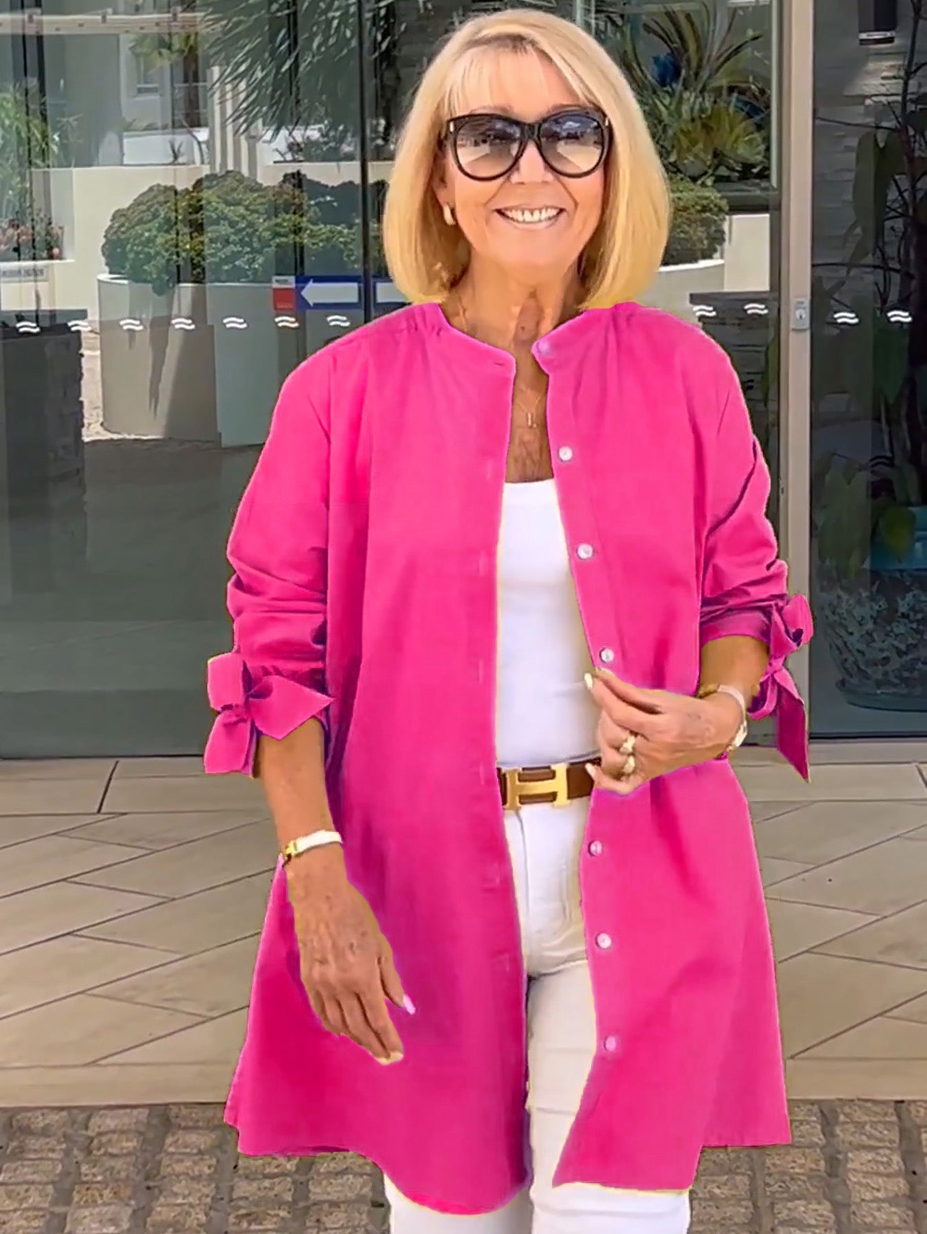 Liora™ – Long button-up cotton shirt jacket