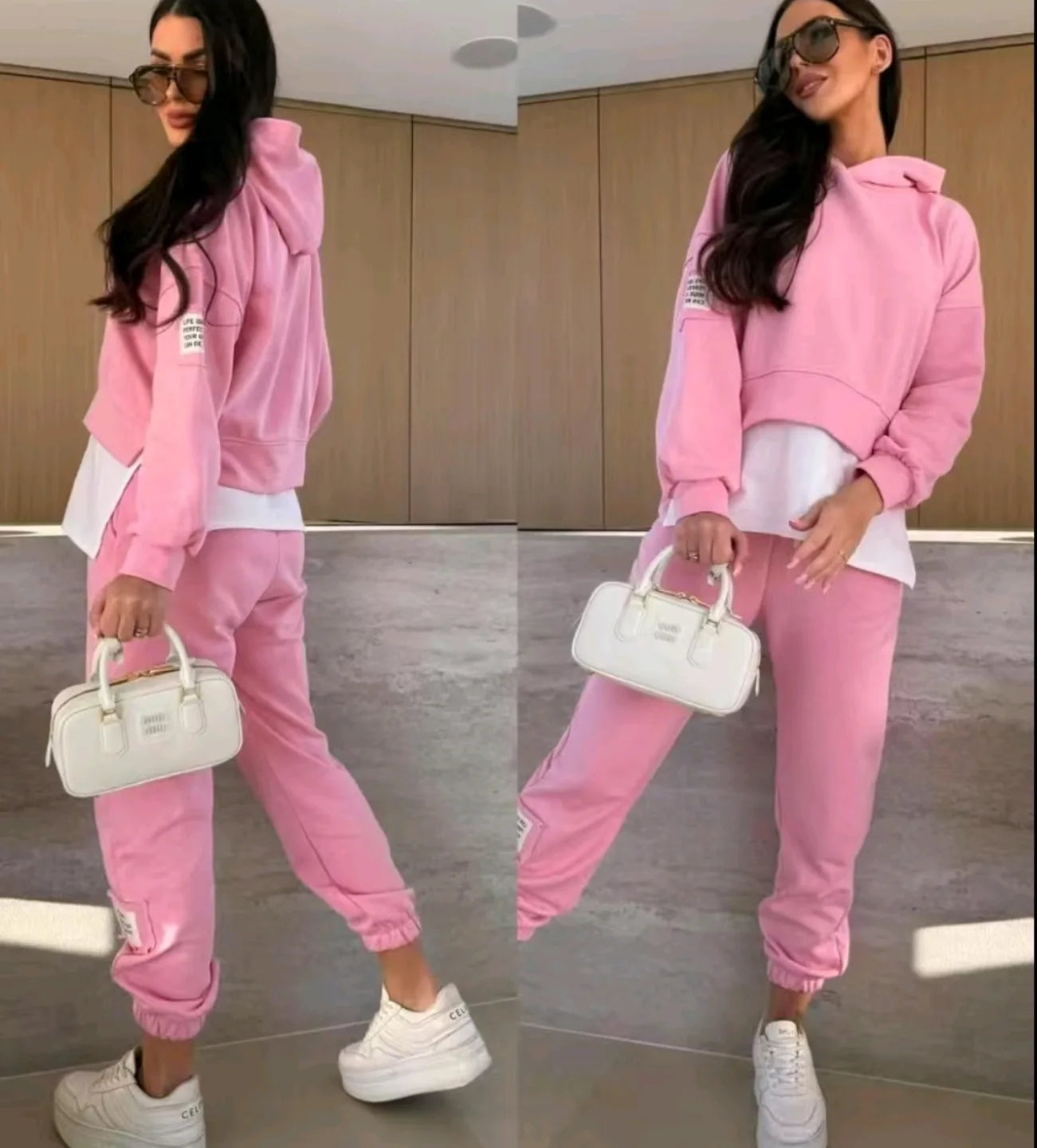Philippine™ - Patchwork Sweatshirtset met Capuchon