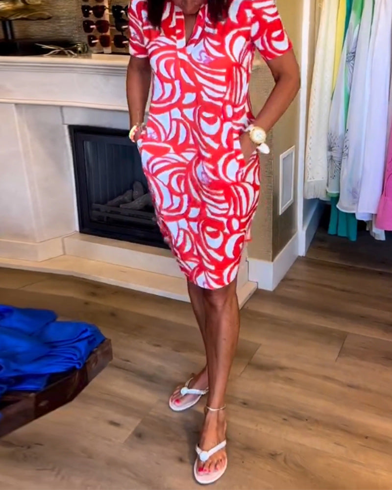 Mira™- V-Neck Printed Dress