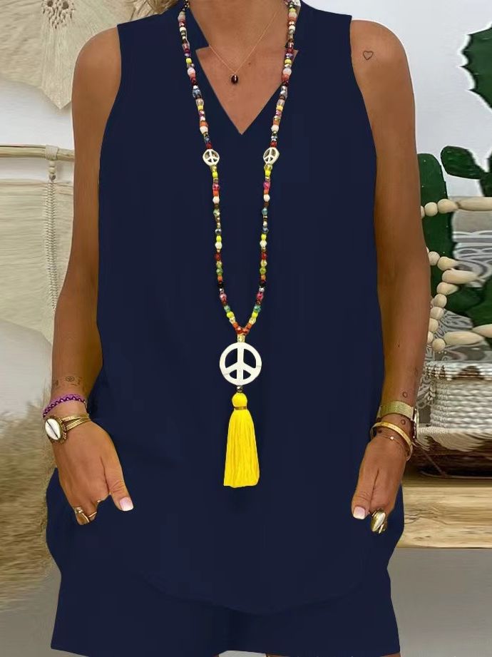 Thessaly - Women's Sleeveless High Neck Casual Set for Elegant Summer Style