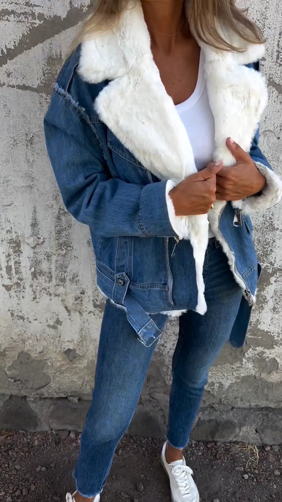 Mallory - Denim Shearling Arctic Luxe Jacket
