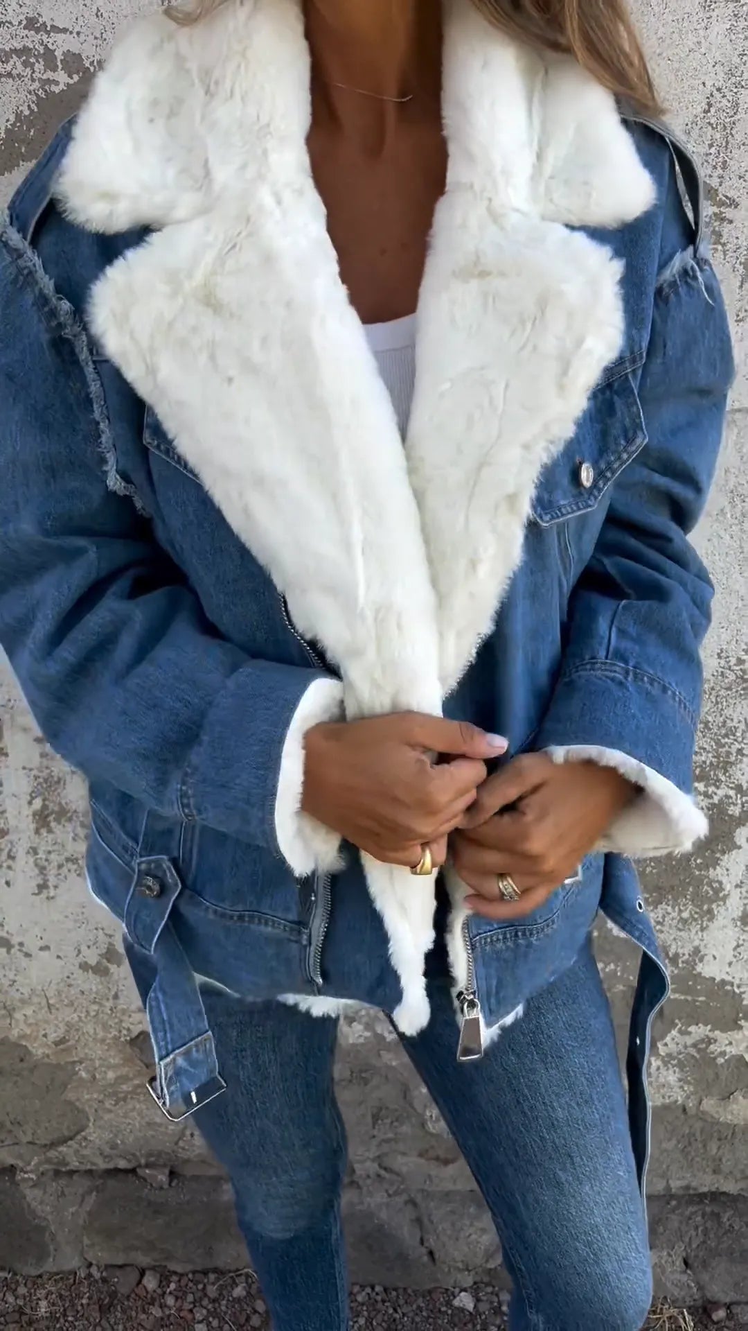 Mallory - Denim Shearling Arctic Luxe Jacket