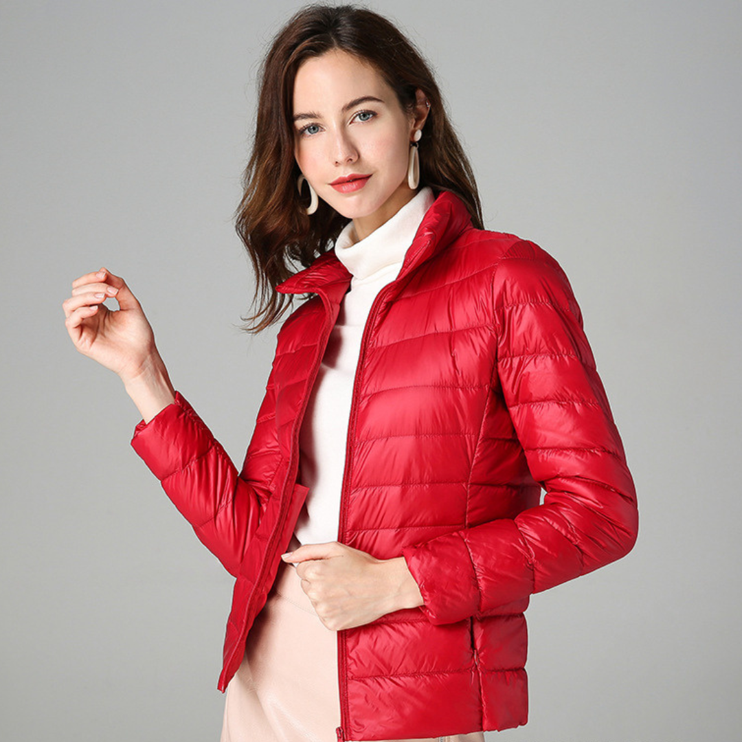 Rhoselle™ - Ultralight Down Jacket with Sophisticated Pleats