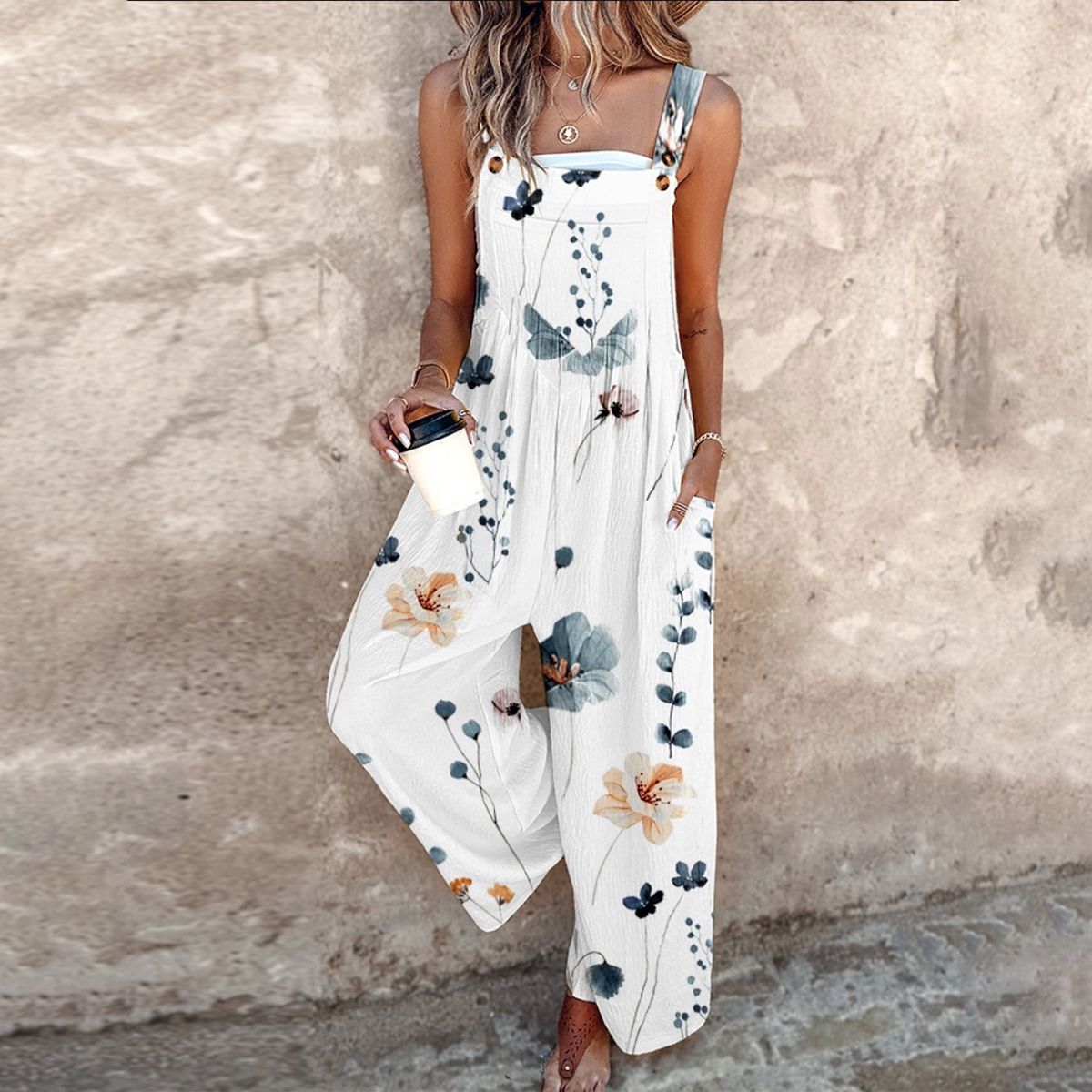 Indira™ - Sleeveless Plant Print Jumpsuit for a Fresh and Elegant Summer Look