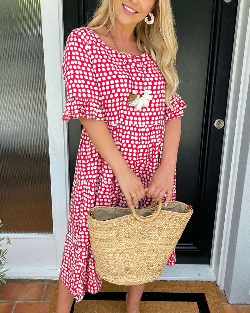 Thalassa -Midi dress with round neck in polka dot print