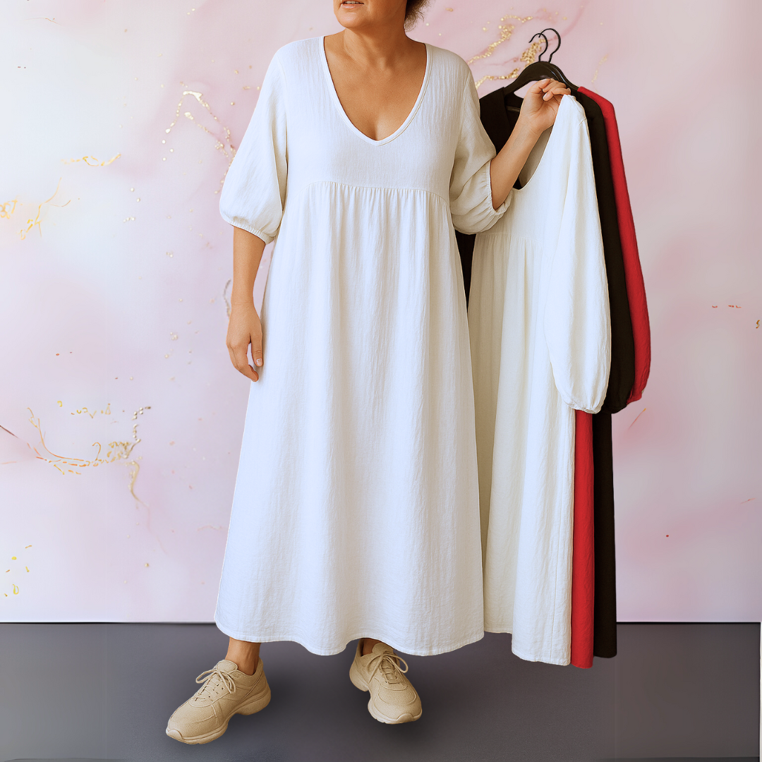 Cléo - Unicolored Dress with V-hals