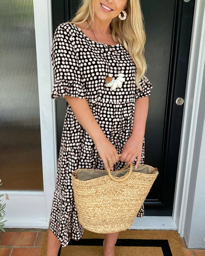 Thalassa -Midi dress with round neck in polka dot print