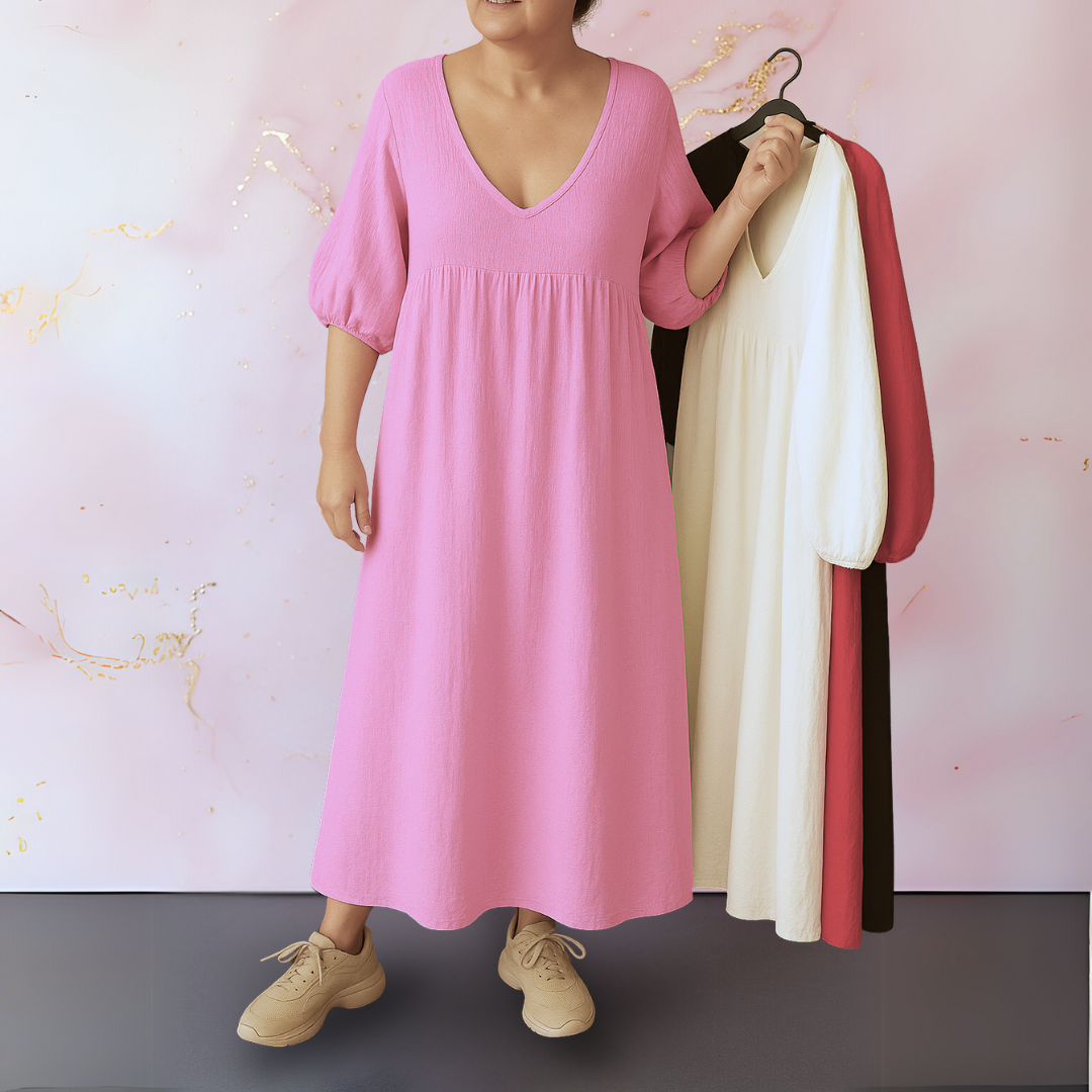 Cléo - Unicolored Dress with V-hals