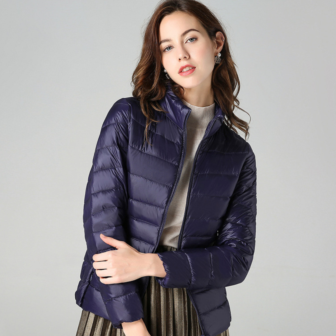 Rhoselle™ - Ultralight Down Jacket with Sophisticated Pleats