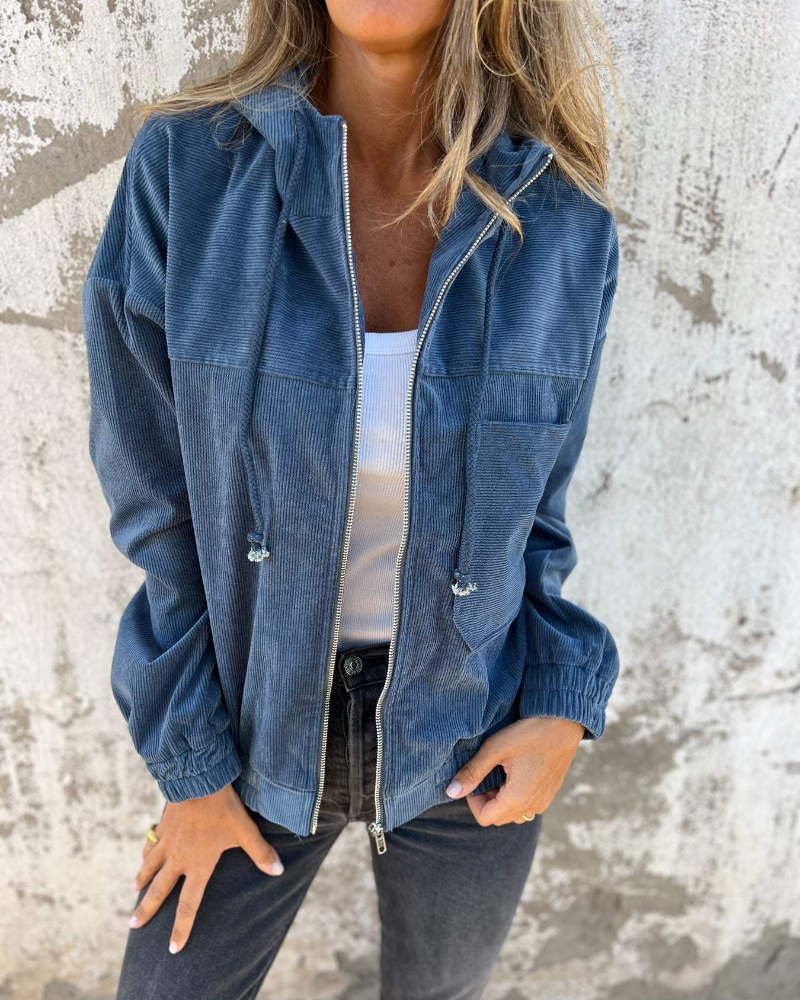 Lyra - Corduroy Hooded Zip Jacket