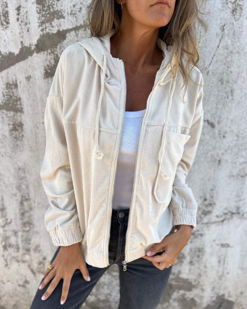 Lyra - Corduroy Hooded Zip Jacket