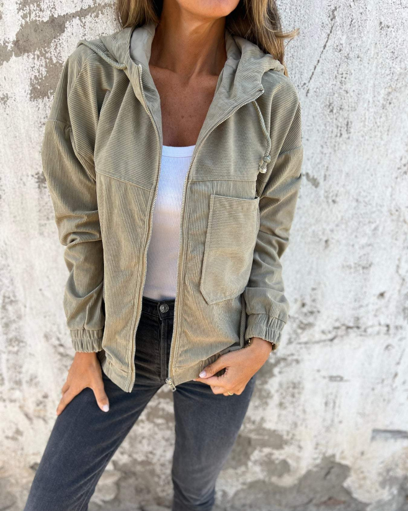 Lyra - Corduroy Hooded Zip Jacket