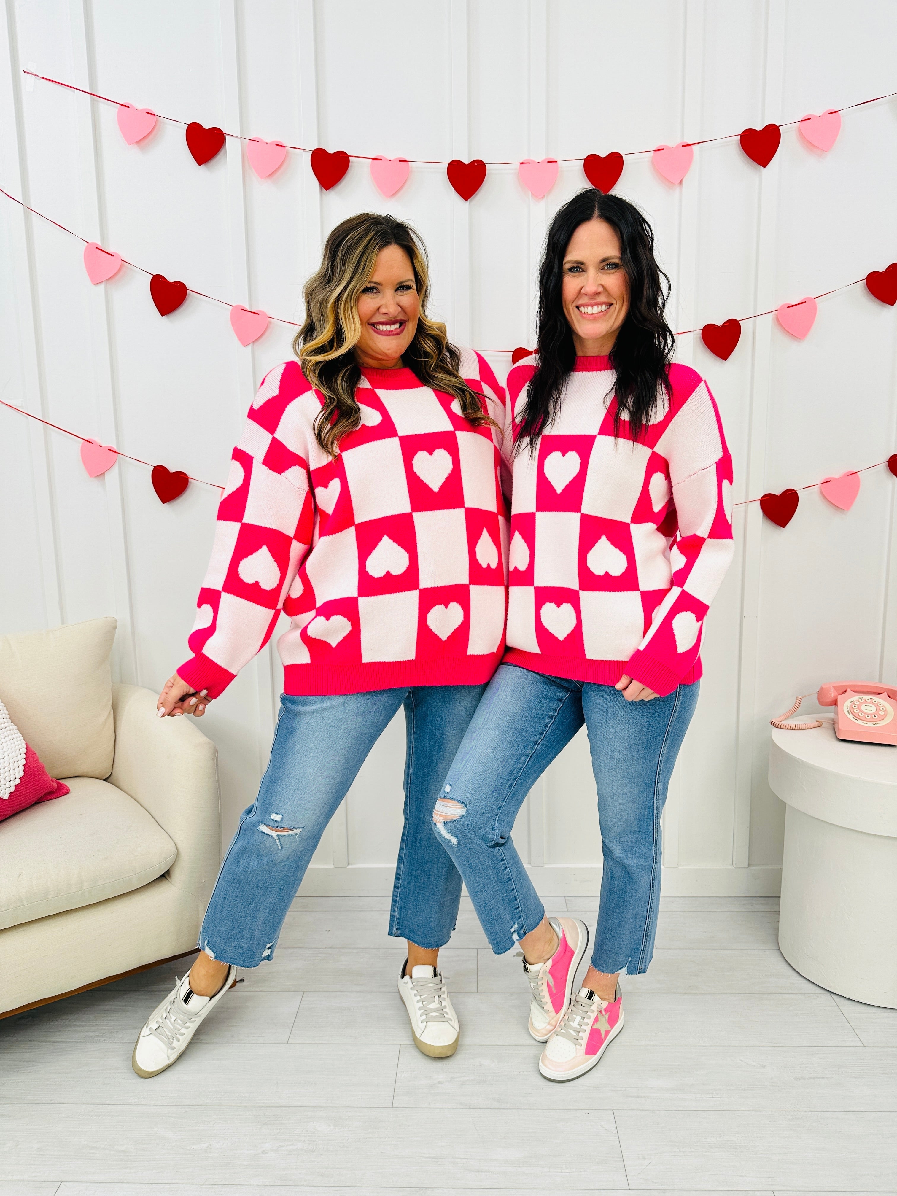 Ottilie - Valentine's Day Sweater with Square Hearts