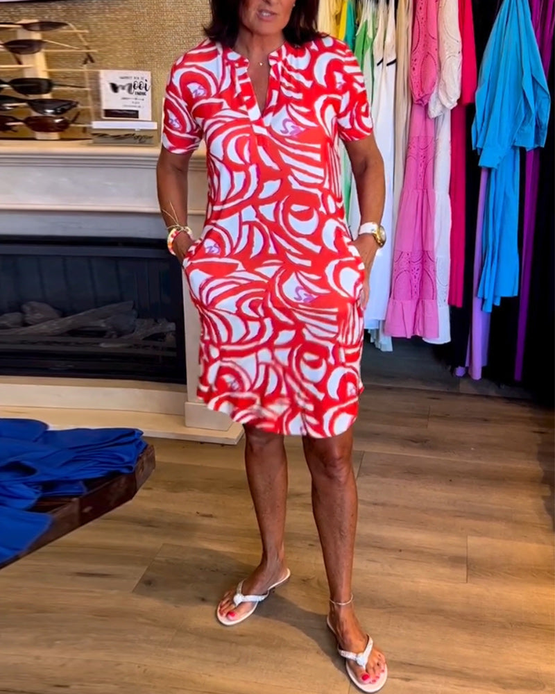 Mira™- V-Neck Printed Dress