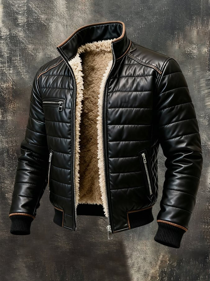 Serge - Black Quilted Jacket with Sherpa Lining