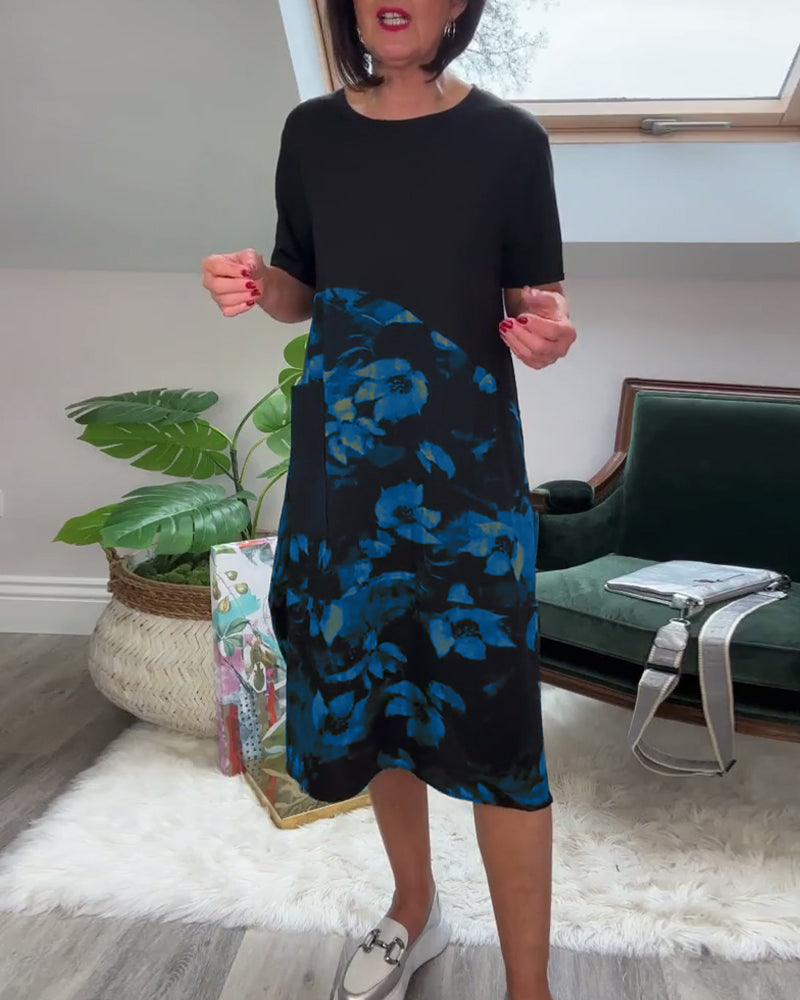 Jessie™ - Floral Print Patchwork Casual Dress