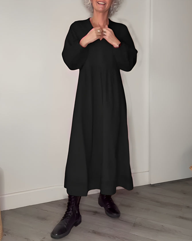 Amanda - Long-Sleeve V-Neck Dress – Elegant & Flattering