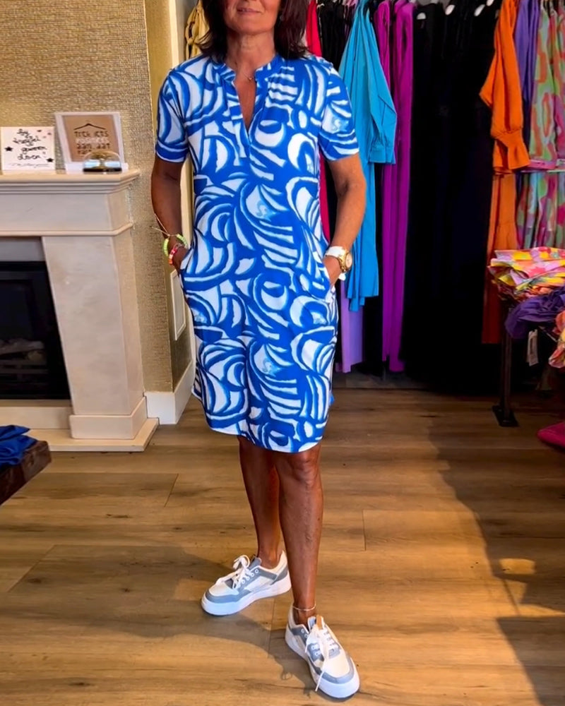 Mira™- V-Neck Printed Dress