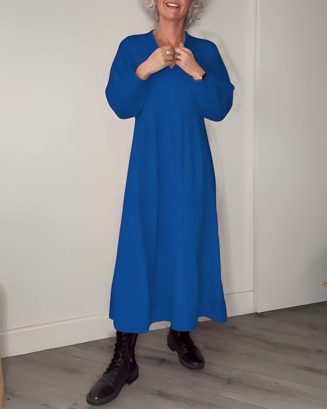 Amanda - Long-Sleeve V-Neck Dress – Elegant & Flattering