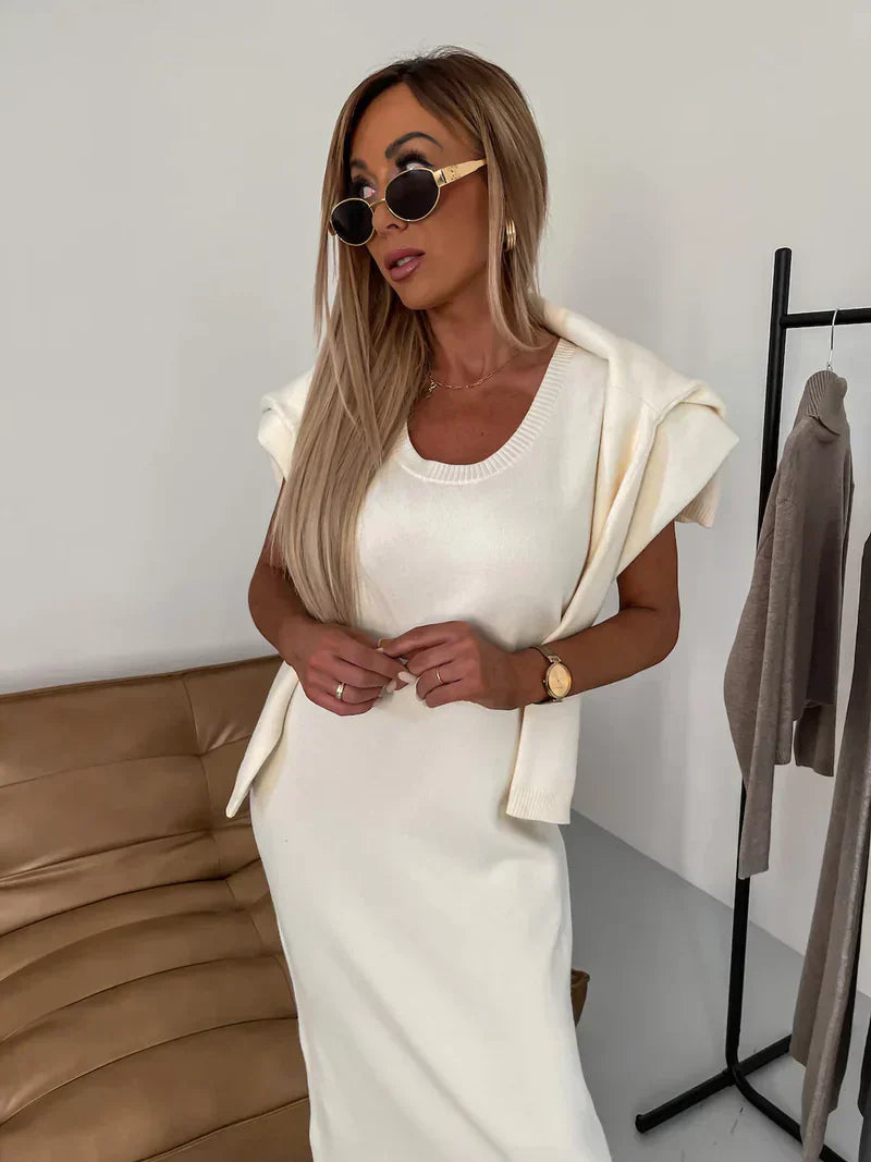 Solange™ -Knit Midi Dress & Roll-Neck Set – Chic, Cosy & Versatile