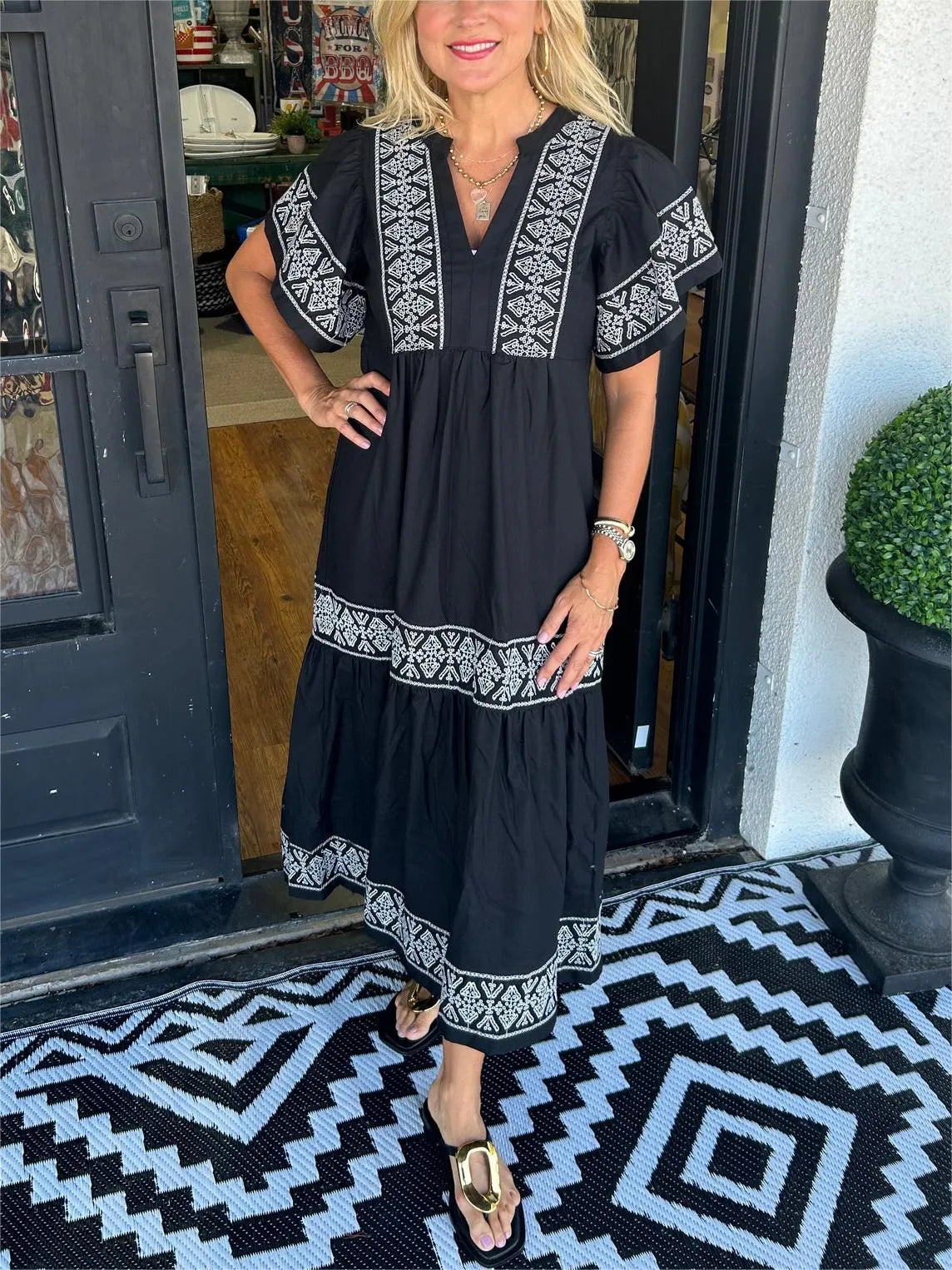 Noéa™ - gúna Bohemian V-mhuineál Maxi