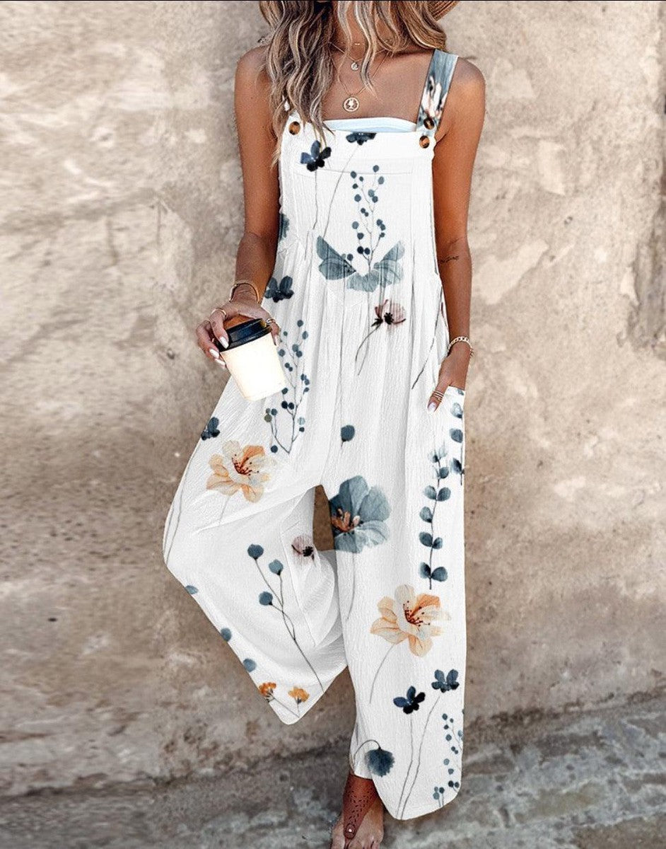 Indira™ - Sleeveless Plant Print Jumpsuit for a Fresh and Elegant Summer Look