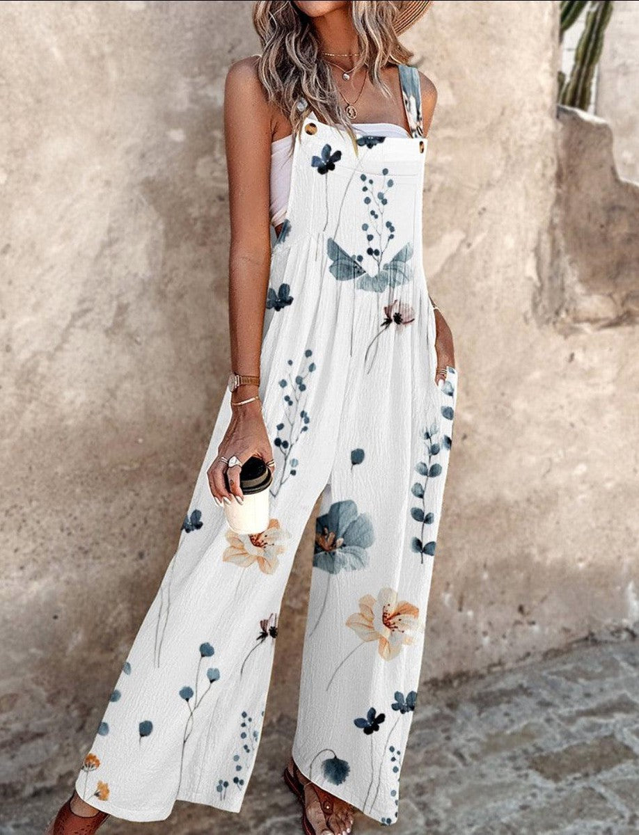 Indira™ - Sleeveless Plant Print Jumpsuit for a Fresh and Elegant Summer Look