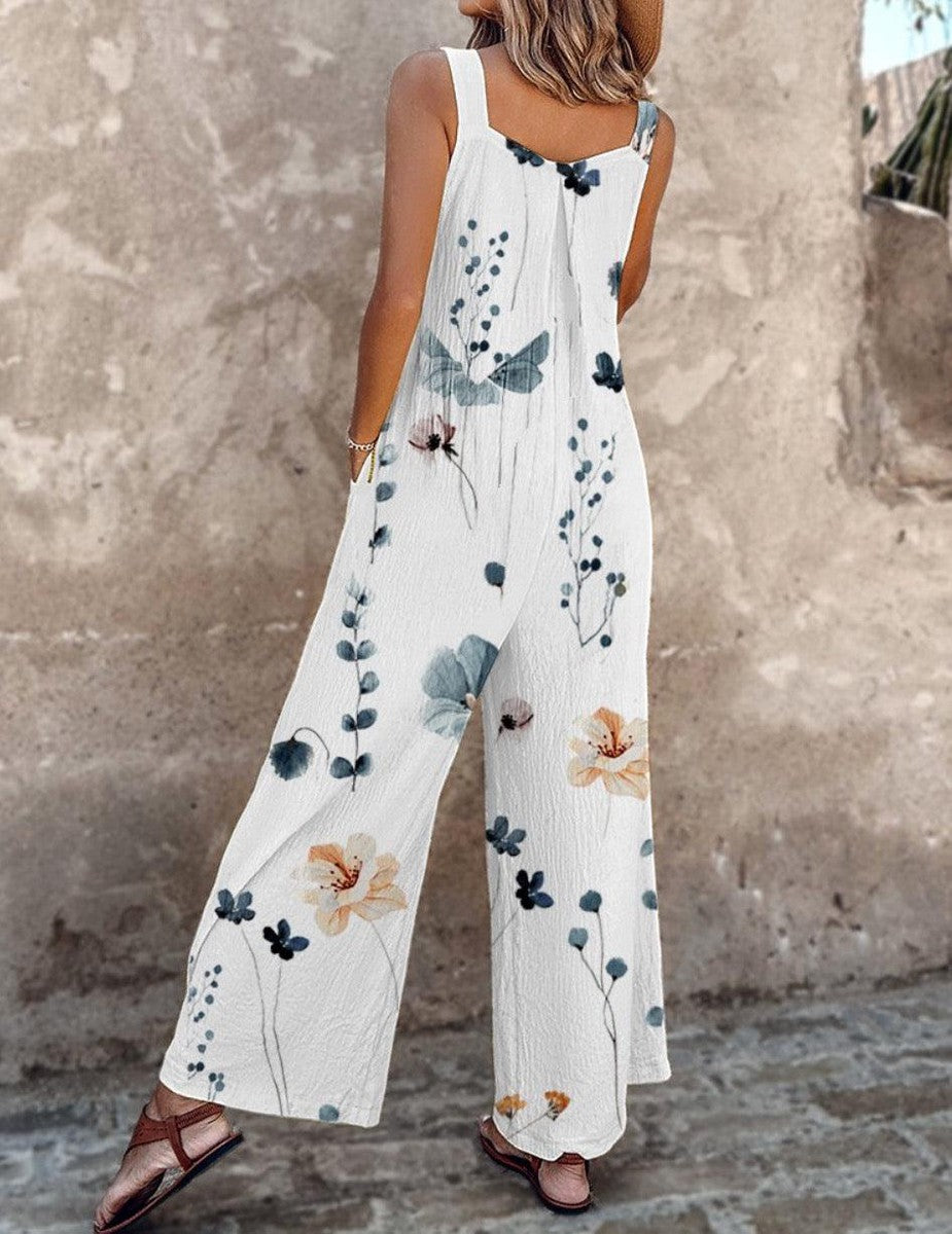 Indira™ - Sleeveless Plant Print Jumpsuit for a Fresh and Elegant Summer Look