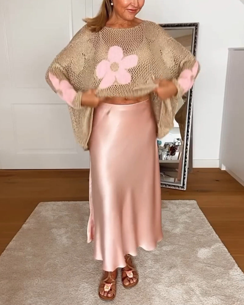 Sasha - Floral knit sweater with long sleeves