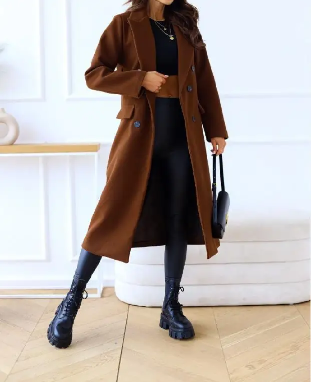 Christabel - Women's Elegant Fitted Long Trenchcoat | Ideal for Autumn/Winter