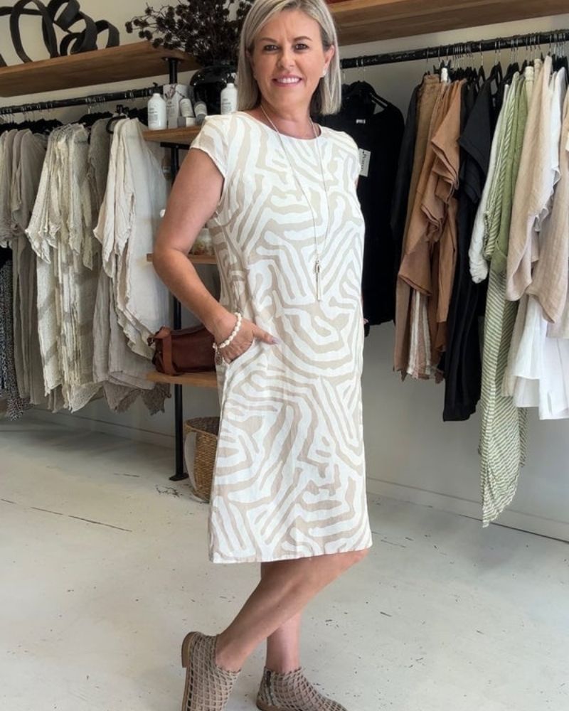 Tahlia - Printed Round Neck Dress