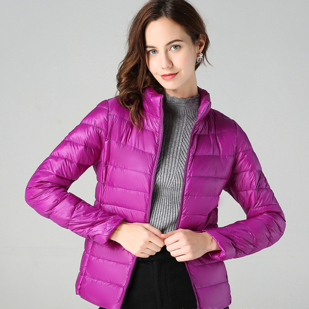 Rhoselle™ - Ultralight Down Jacket with Sophisticated Pleats