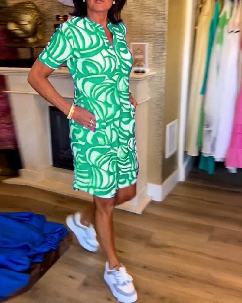 Mira™- V-Neck Printed Dress
