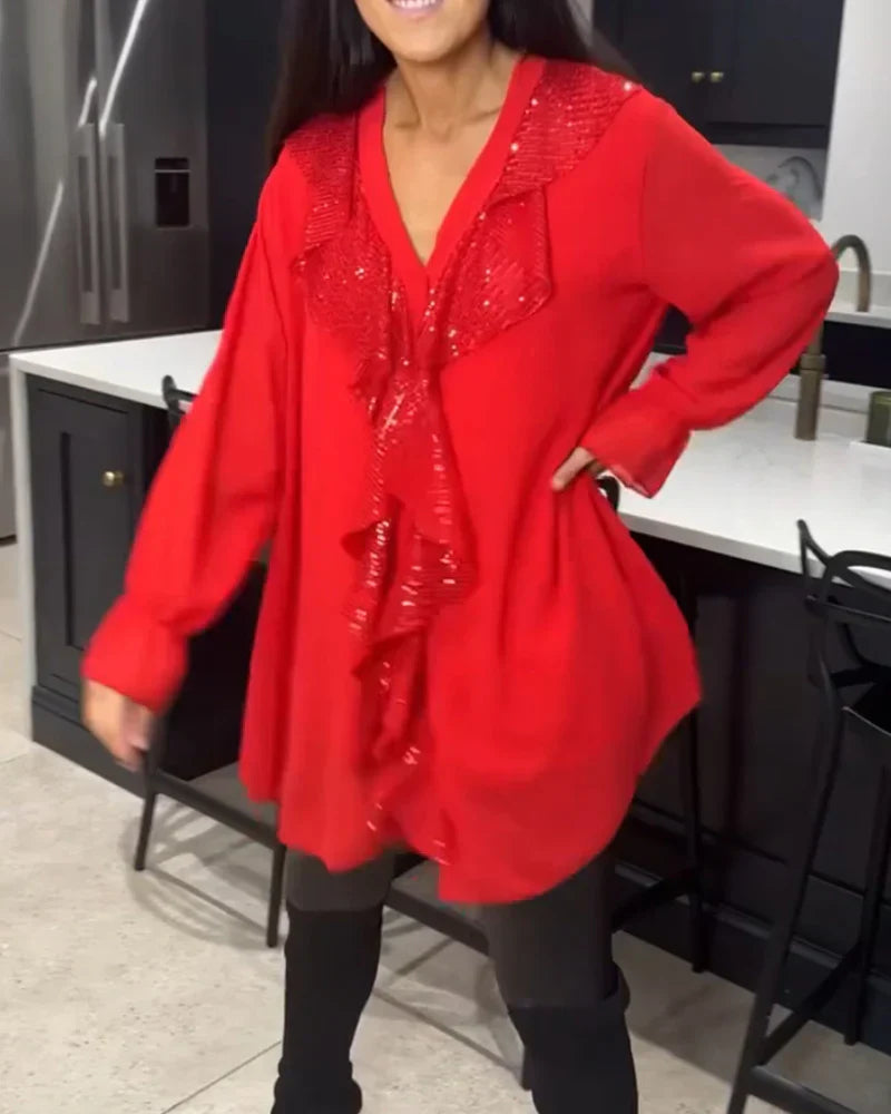 Tharalyn - Elegant Blouse with Fluid Ruffles