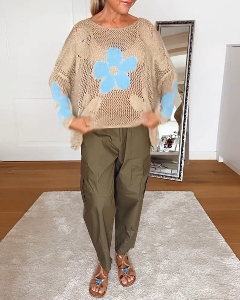 Sasha - Floral knit sweater with long sleeves