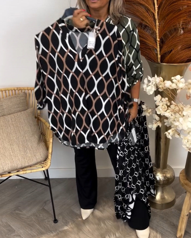 Florina - Elegant Long Sleeve Patterned Casual Blouse