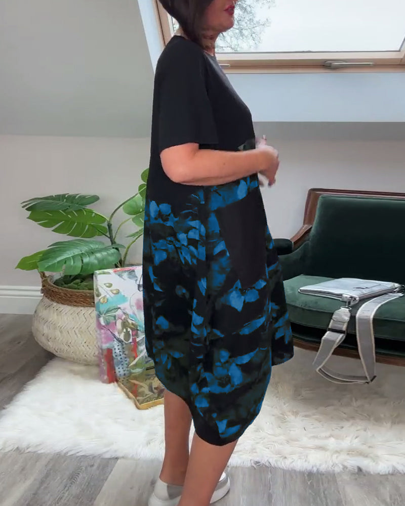 Jessie™ - Floral Print Patchwork Casual Dress