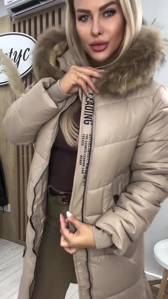 Elysavine - Long Winter Coat with Fur Collar