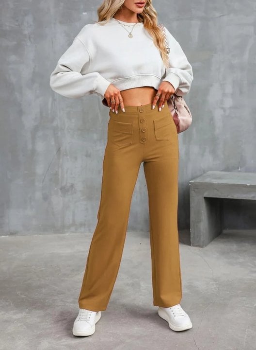 Nara - High elasticity - High-waisted casual pants with straight leg