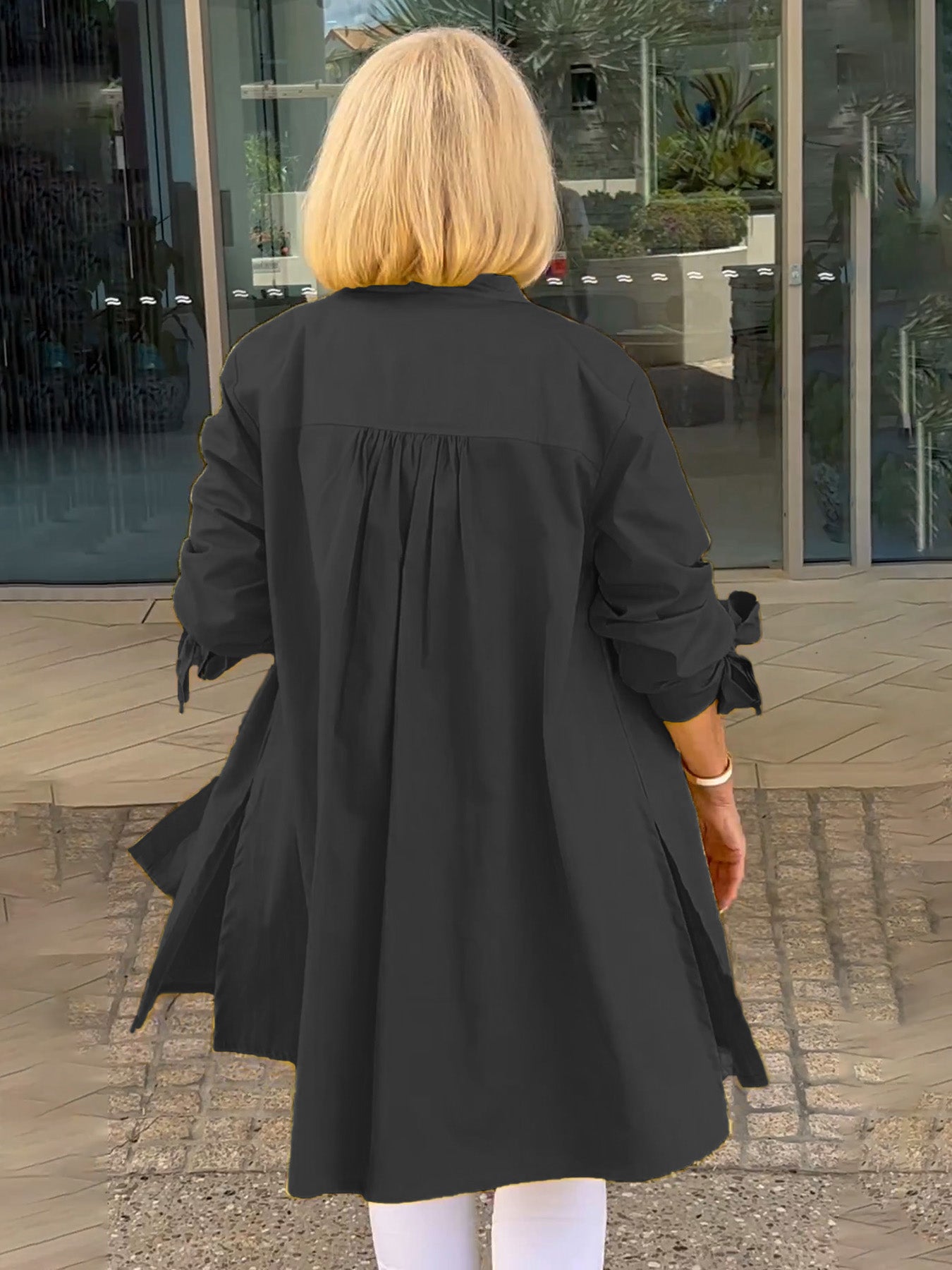 Liora™ – Long button-up cotton shirt jacket