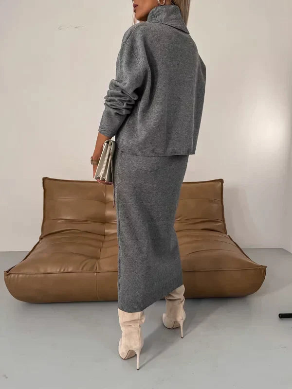 Solange™ -Knit Midi Dress & Roll-Neck Set – Chic, Cosy & Versatile