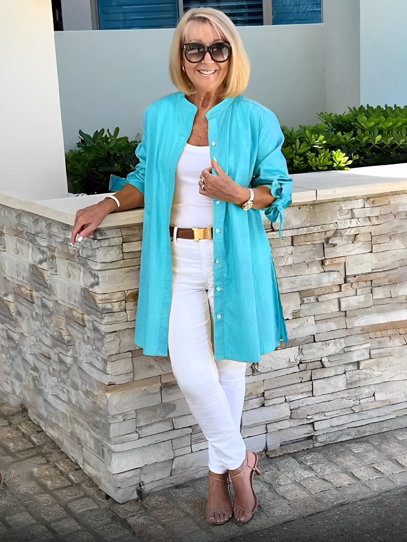 Liora™ – Long button-up cotton shirt jacket
