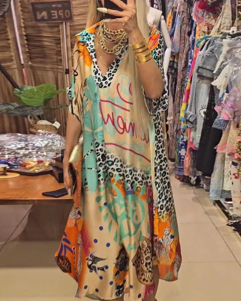 Jovena - Casual dress with colorful leopard print